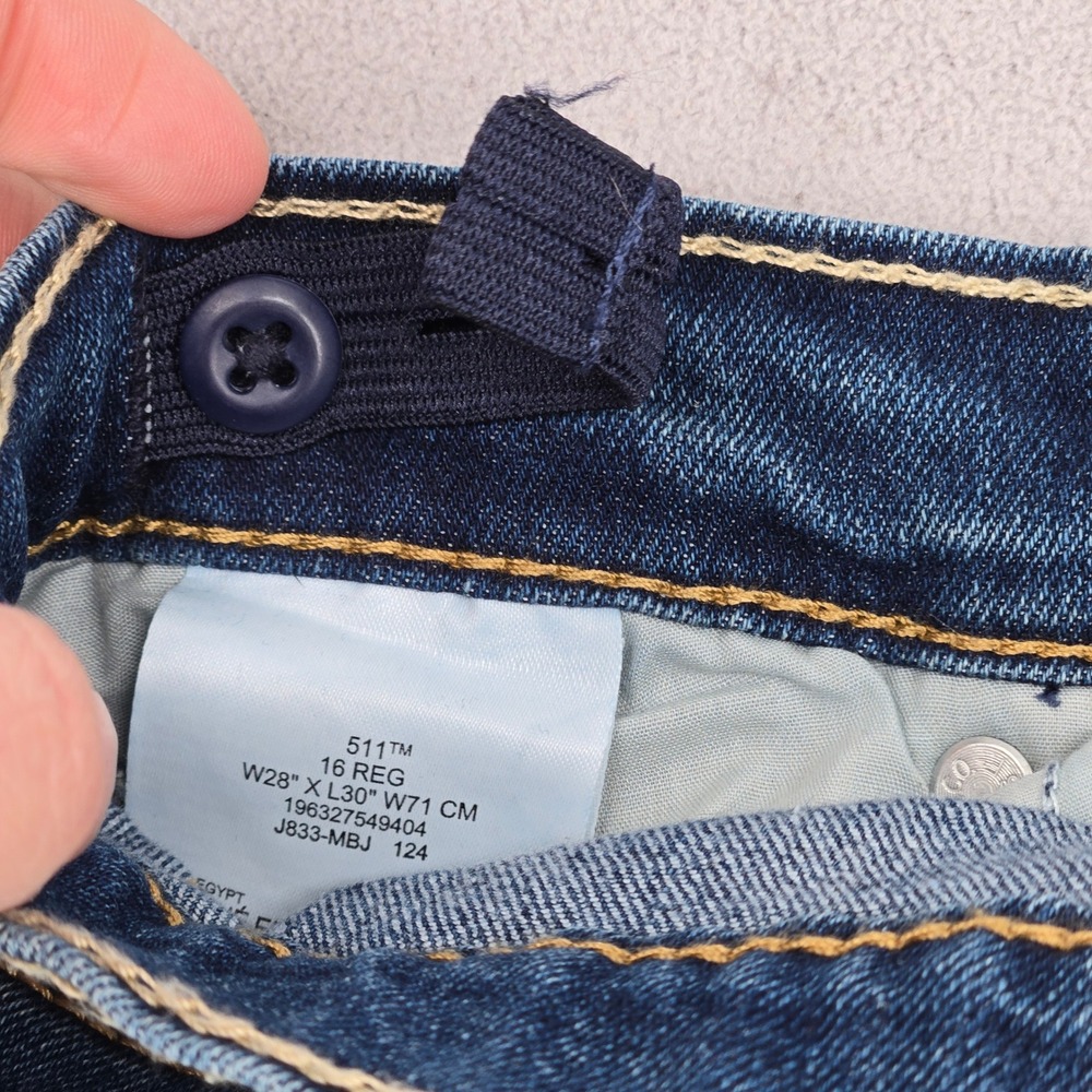 Levi's 16 Regular 511 Slim Performance Jeans‎ Boys Dark Wash Denim 28x30 - Picture 9 of 10